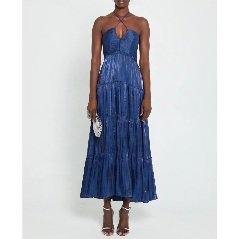 $172 New O.P.T east navy blue midi dress sz M - Picture 2 of 10